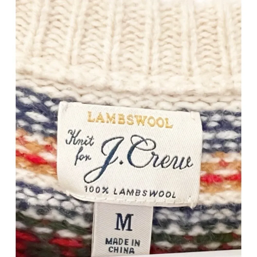 J. CREW Men's 100% Lambswool Fair Isle Yoked Crewneck Sweater Size M / NWOT